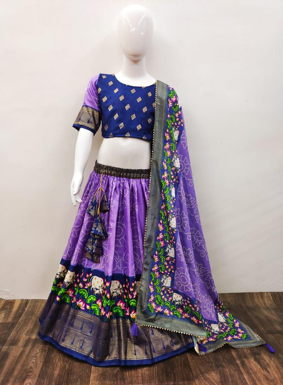 Black Silk Lehenga Set For Girls Design by Fayon Kids at Pernia's Pop Up  Shop 2024