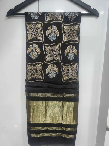 Beautiful Designer Pure Gajji Silk Ajrakh Duppatta