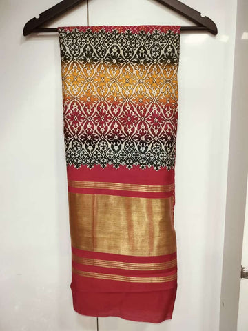 Beautiful Designer Semi Gajji Silk Ajrakh Duppatta