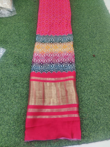 Beautiful Designer Semi Gajji Silk Ajrakh Duppatta