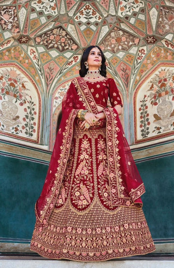 Wedding Bridal Look Heavy Velvet With Fancy Dori Work Lehenga Choli Design 2089