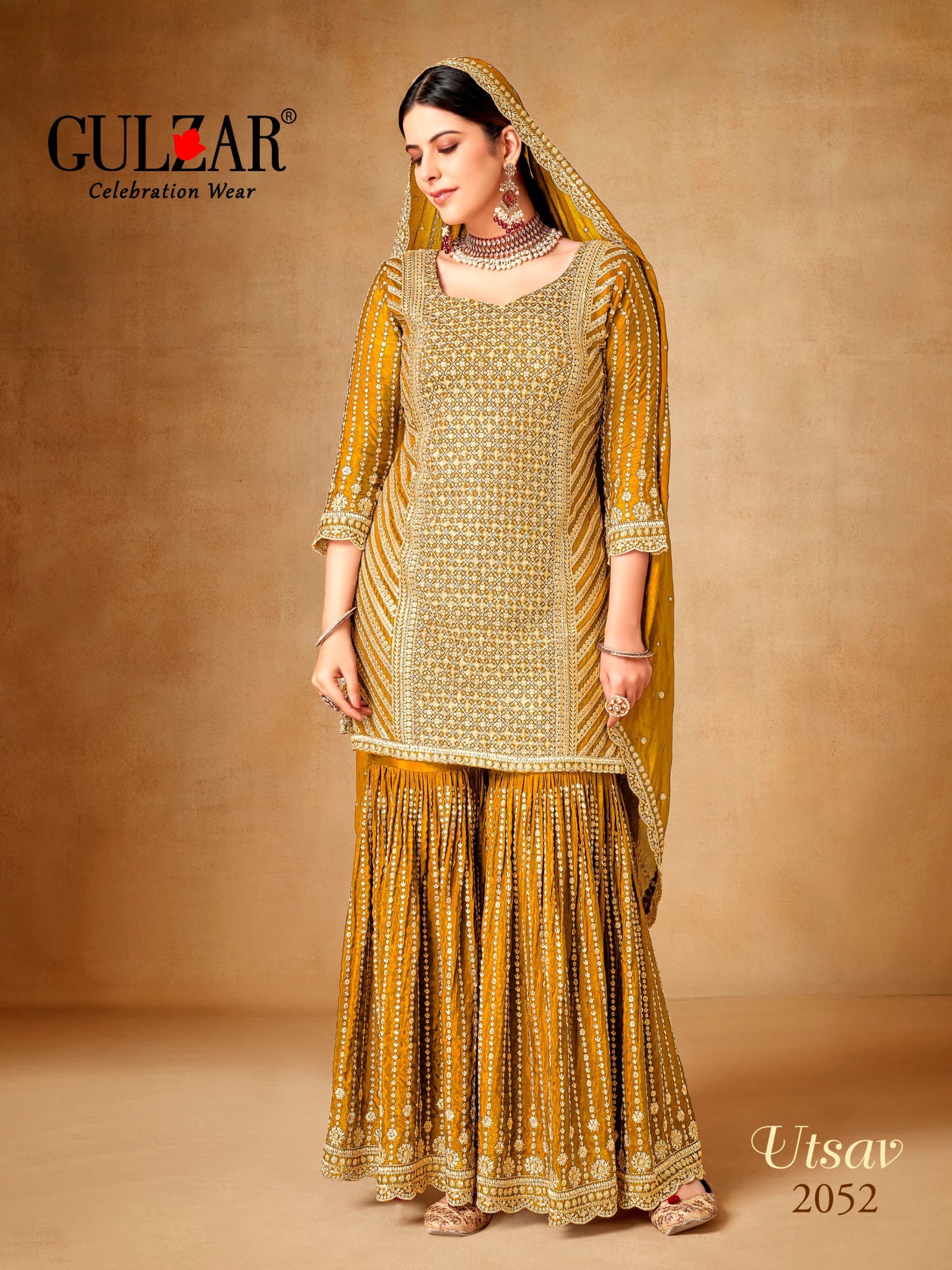 Beautiful Designer Gulzar Utsav Sharara Suit 2051