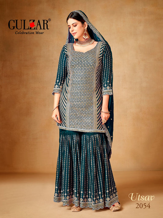 Beautiful Designer Gulzar Utsav Sharara Suit 2051