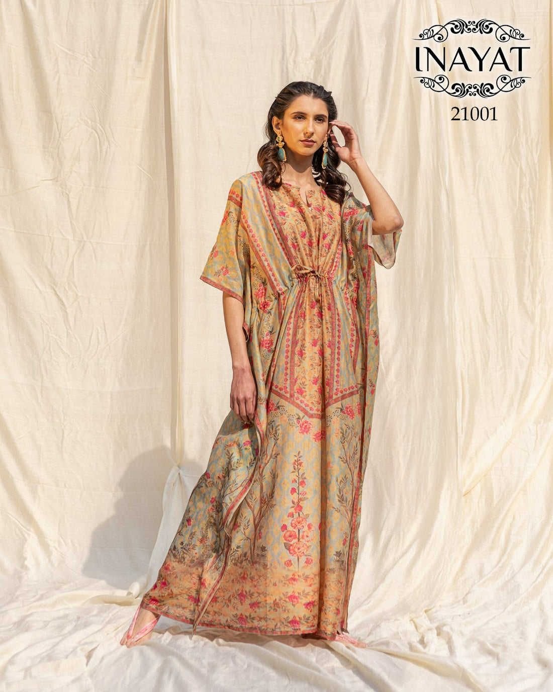 Inayat Kaftans Design Series: 21001 to 21007 Soft Silk Floral Printed Kaftans (499x07)