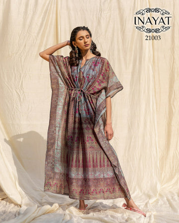 Inayat Kaftans Design Series: 21001 to 21007 Soft Silk Floral Printed Kaftans (499x07)