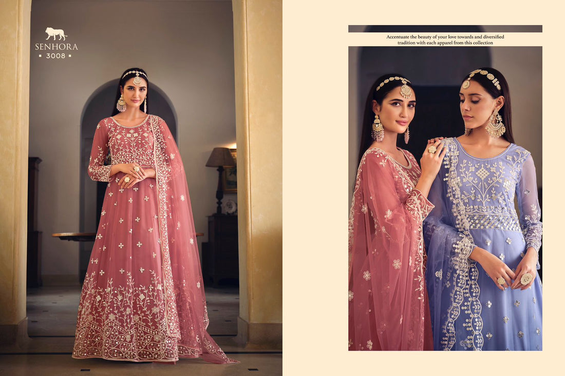 Beautiful Designer Senhora Sarika Butterfly Net Suit Design 3008