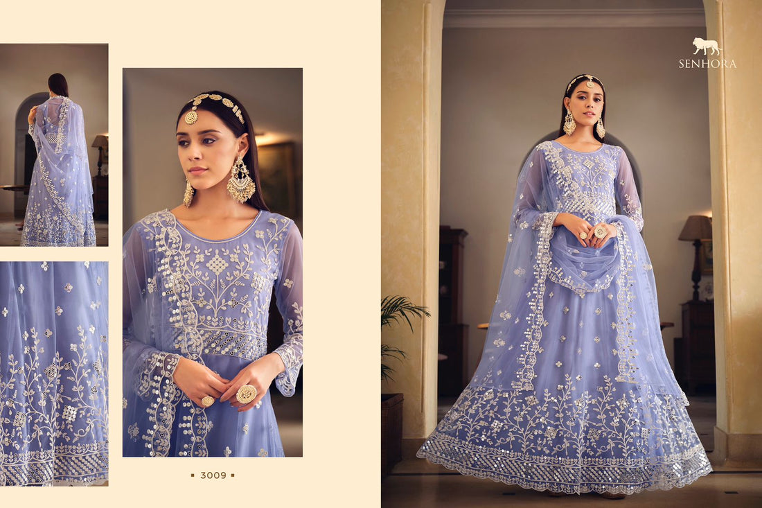 Beautiful Designer Senhora Sarika Butterfly Net Suit Design 3009