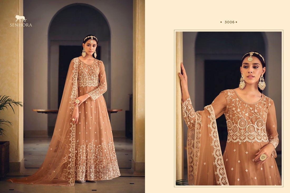 Beautiful Designer Senhora Sarika Butterfly Net Suit Design 3006