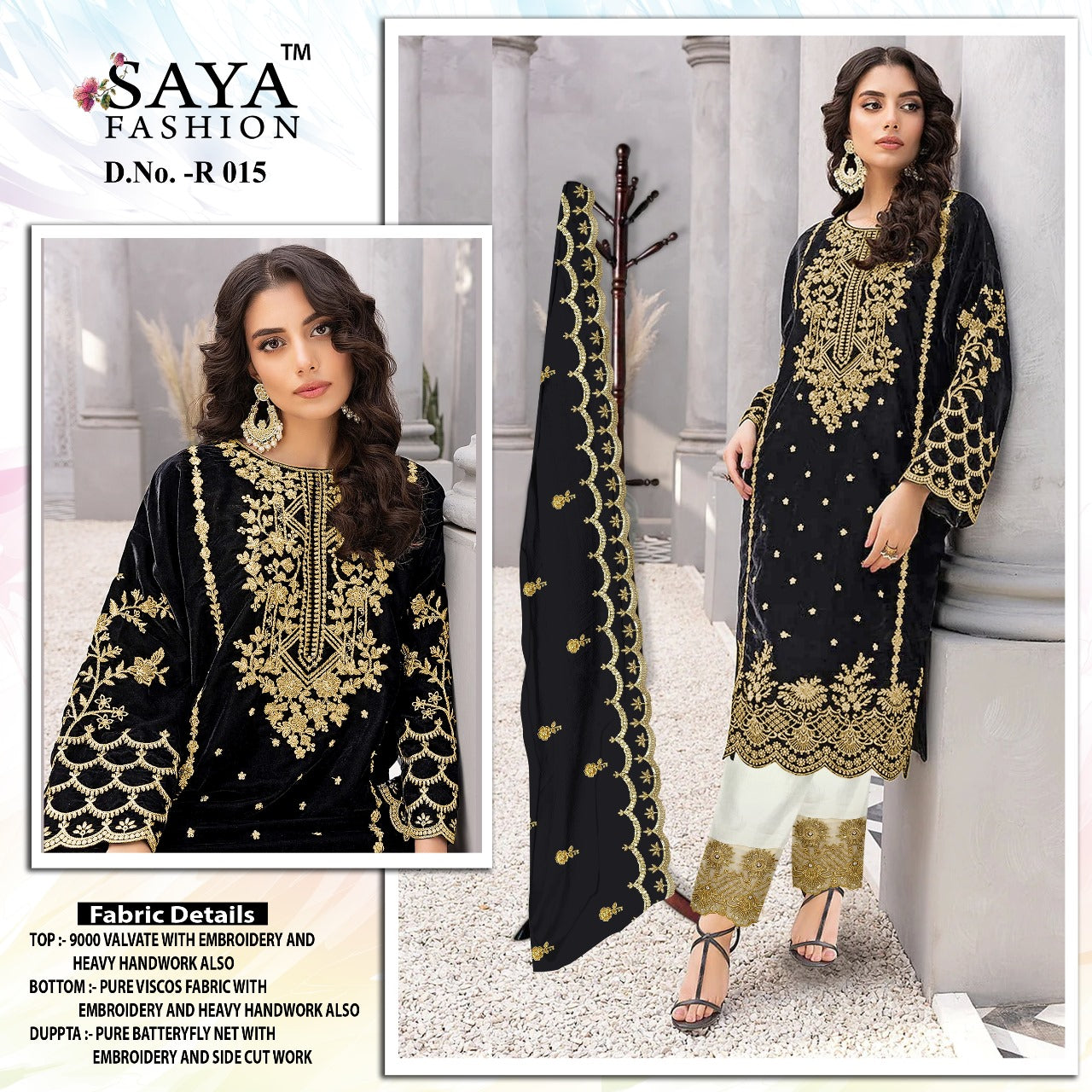 Saya R 015 Velvet Pashmina Wear Salwar Kameez Wholesale catalog