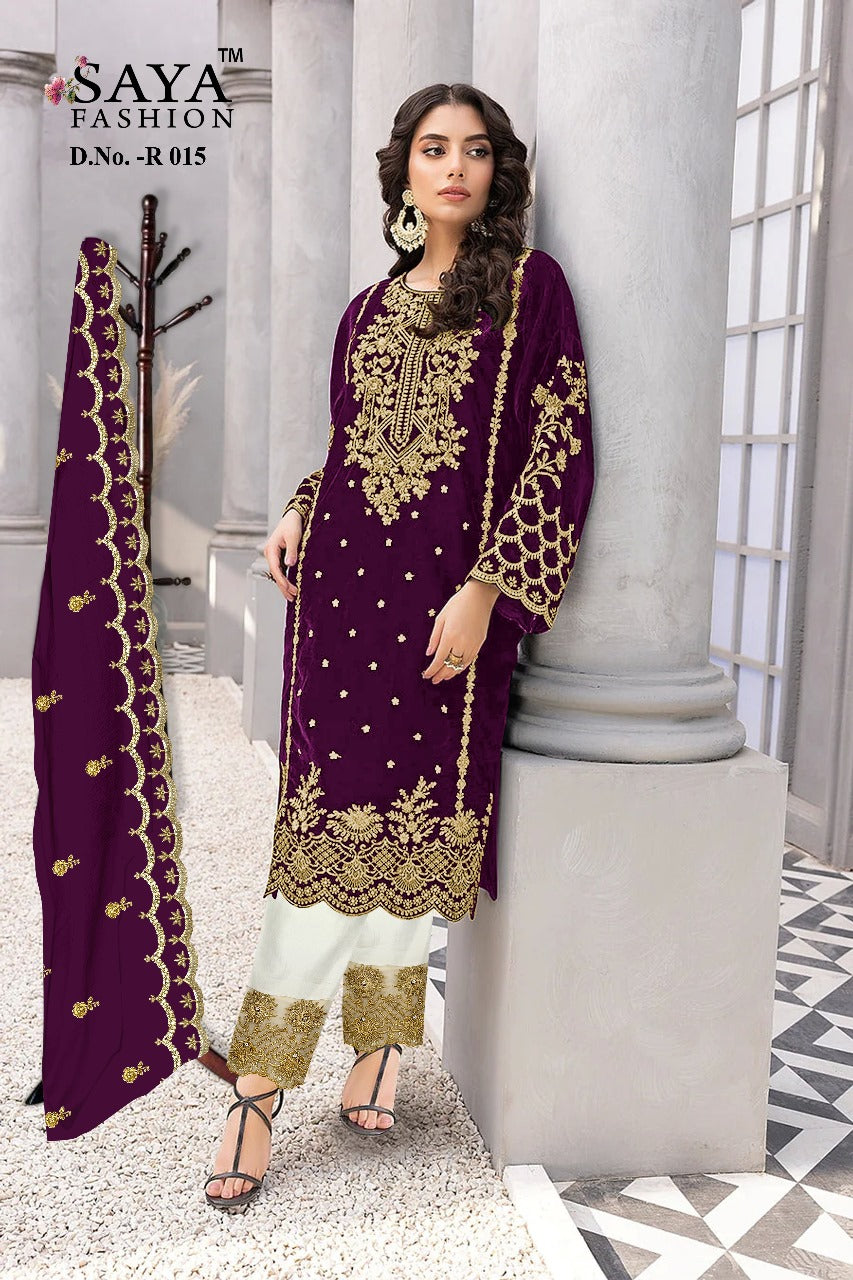 Saya R 015 Velvet Pashmina Wear Salwar Kameez Wholesale catalog