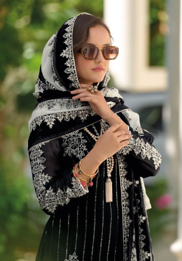 Zaveri Black White Noor Readymade Suit