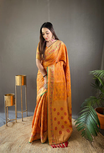 Ready To Wear 1 Minute drape in Pure bandhej Patola Silk Saree