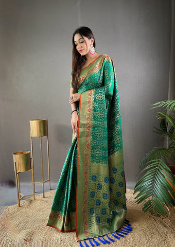 Ready To Wear 1 Minute drape in Pure bandhej Patola Silk Saree