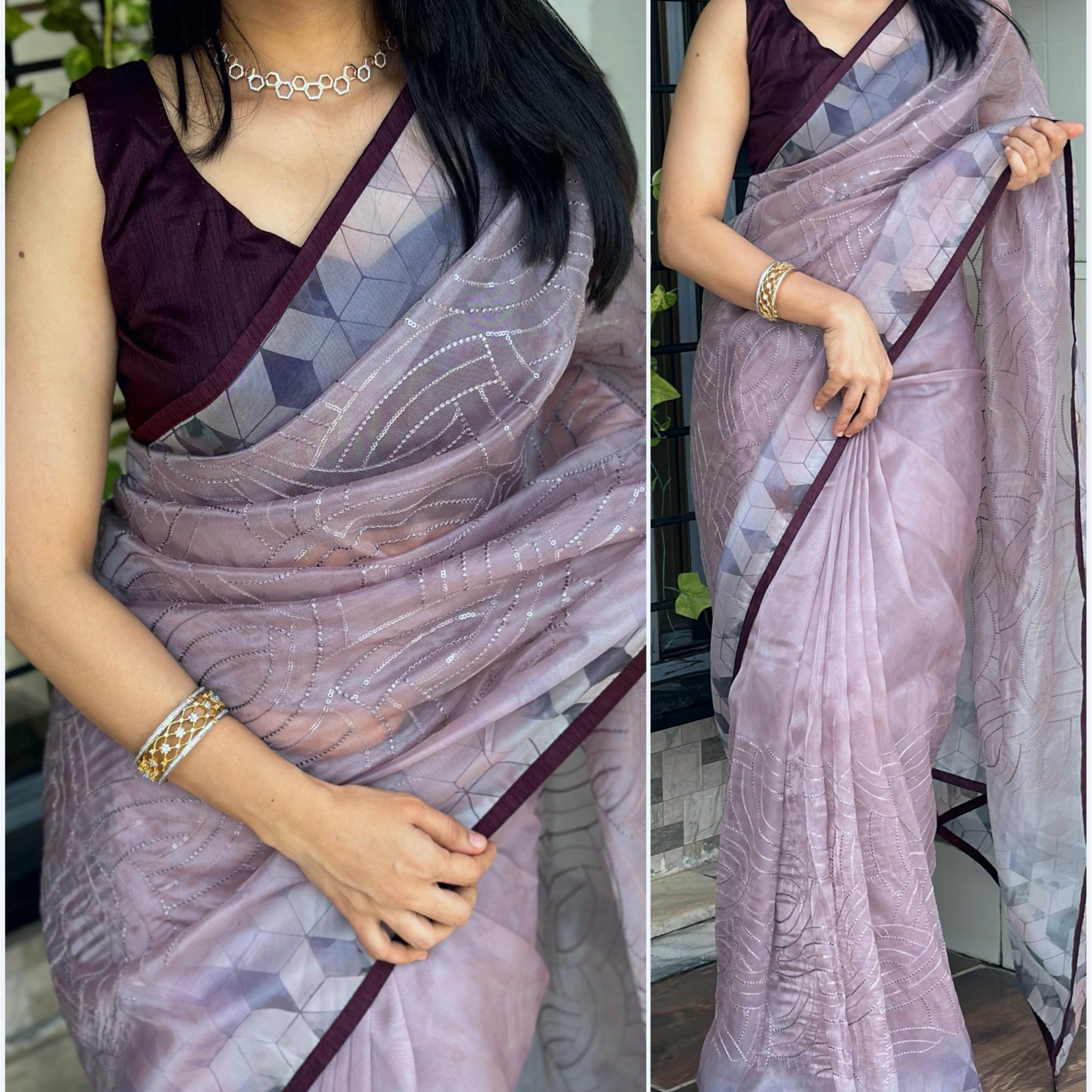 Beautiful Designer Pure Organza Saree (1399 X 05)