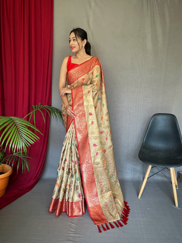 Beautiful Designer Sitara Jaal Pure Tissue Silk Saree