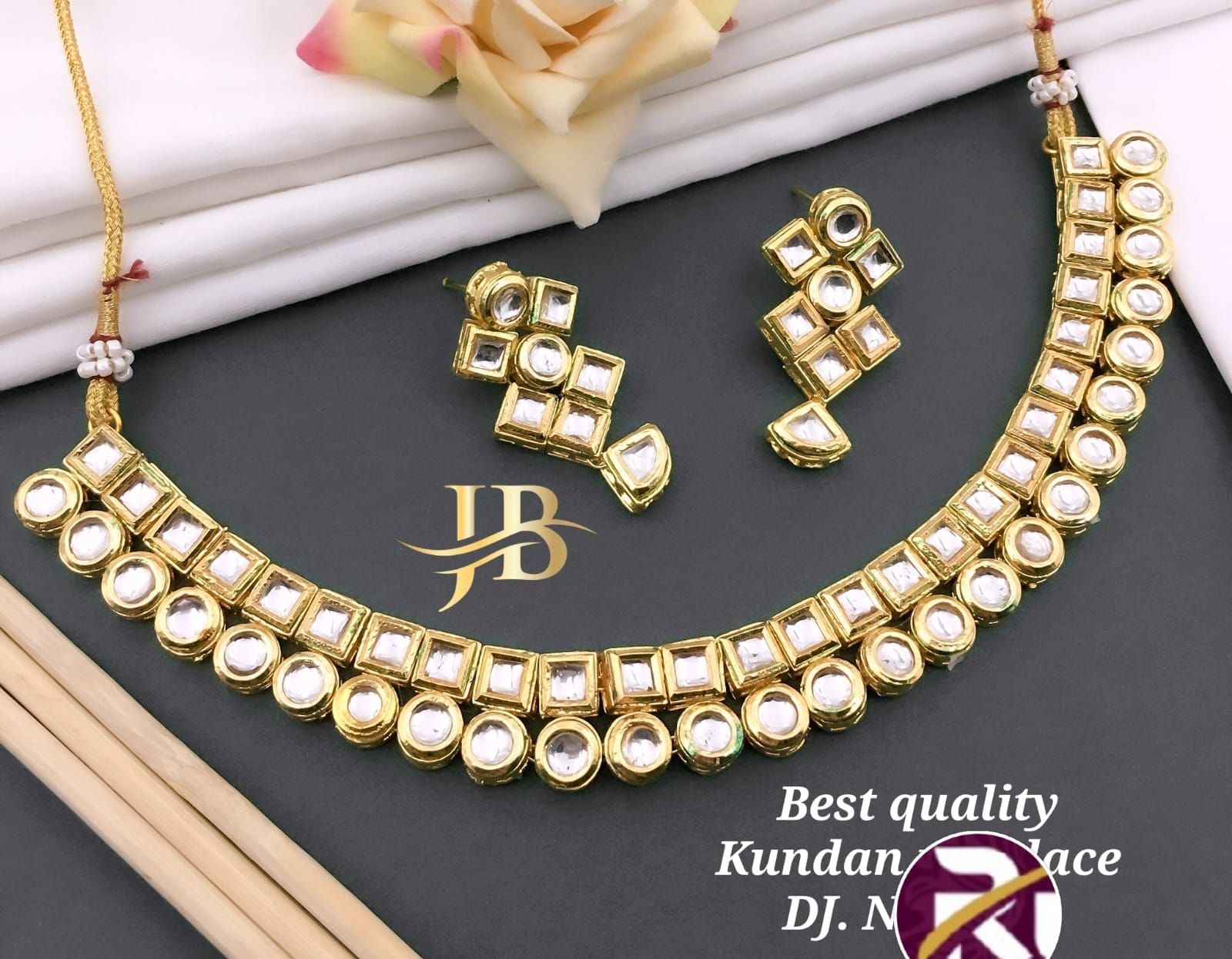 Beautiful Designer Kundan and Stone Necklace Set with Earrings