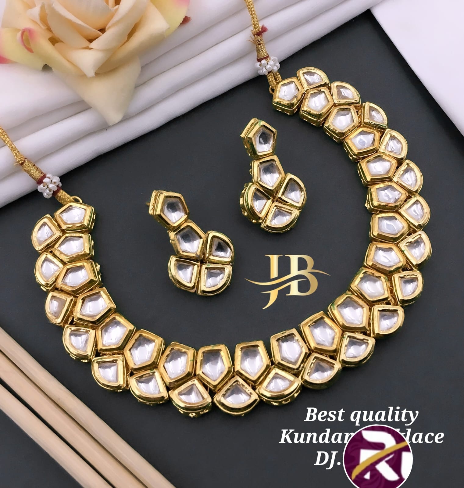 Beautiful Designer Kundan and Stone Necklace Set with Earrings