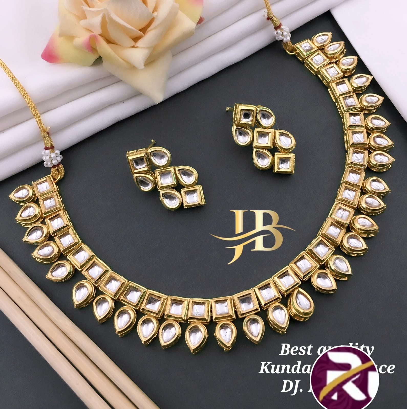 Beautiful Designer Kundan and Stone Necklace Set with Earrings