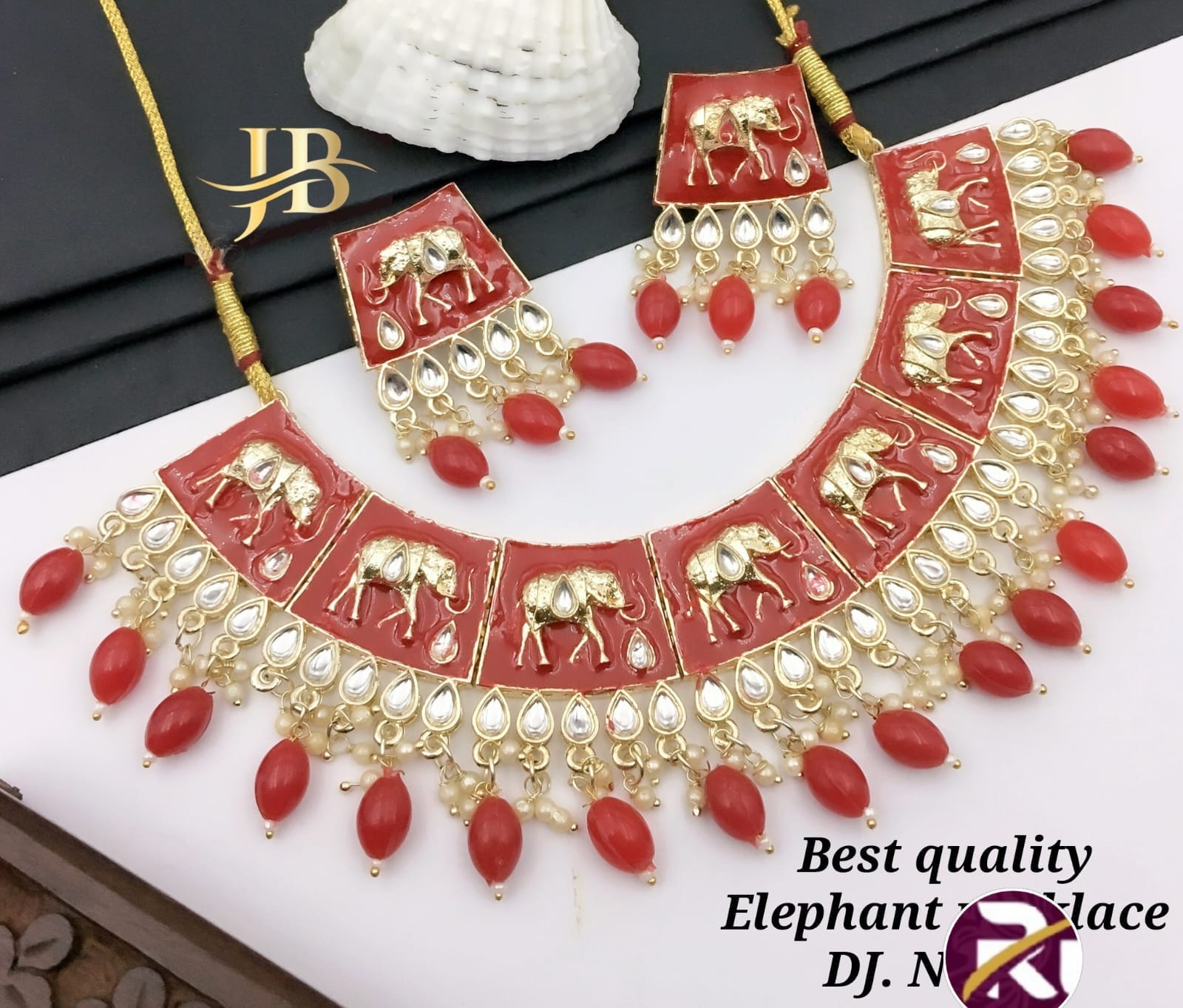 Beautiful Elephant Style Mina & Kundan Necklace set with Earrings