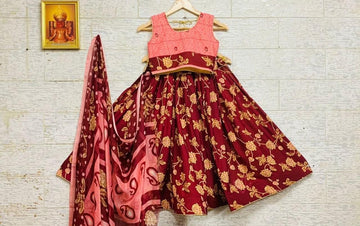 Beautiful Designer Kids Kalamkari Silk Lehenga Choli