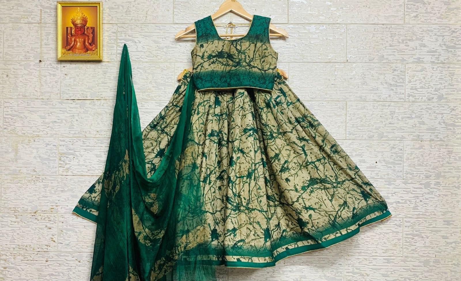 Beautiful Designer Kids Kalamkari Silk Lehenga Choli