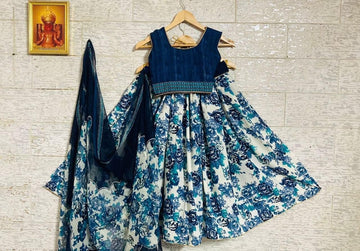 Beautiful Designer Kids Kalamkari Silk Lehenga Choli