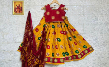 Beautiful Designer Kids Kalamkari Silk Lehenga Choli