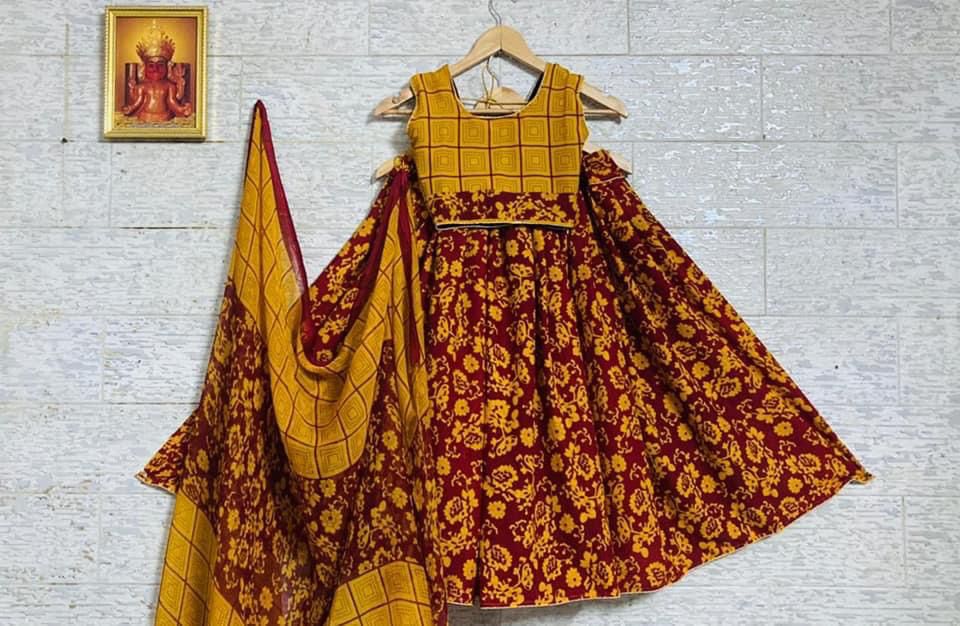 Beautiful Designer Kids Kalamkari Silk Lehenga Choli