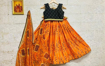 Beautiful Designer Kids Kalamkari Silk Lehenga Choli