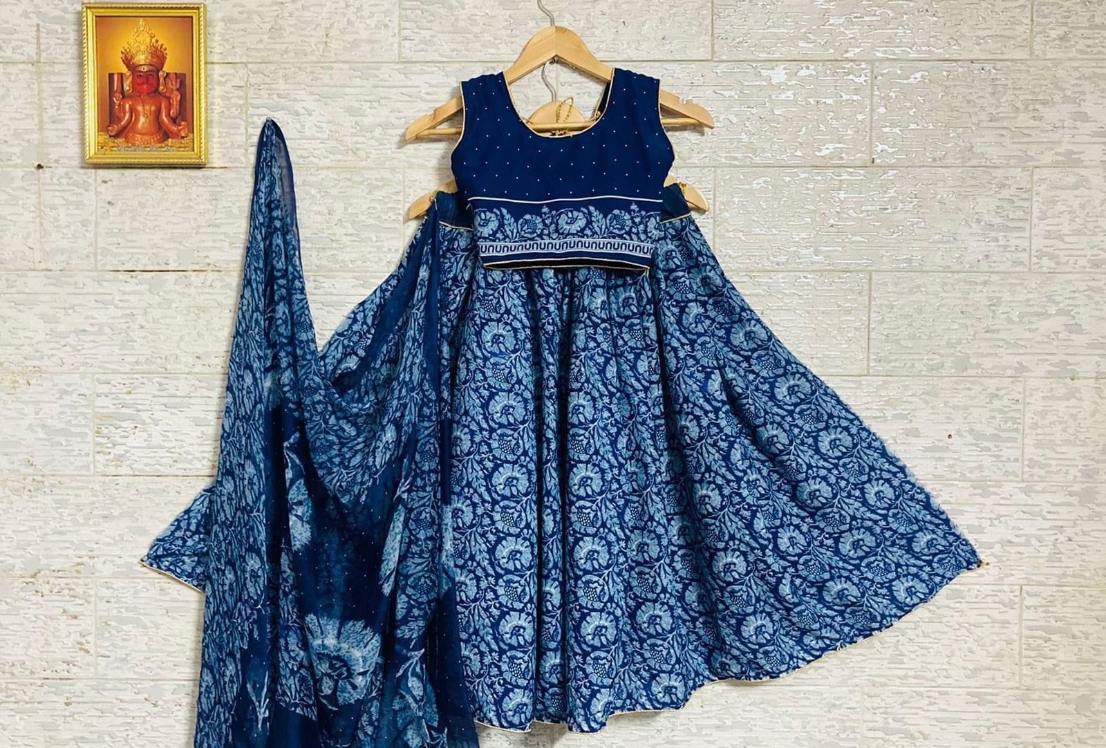 Beautiful Designer Kids Kalamkari Silk Lehenga Choli