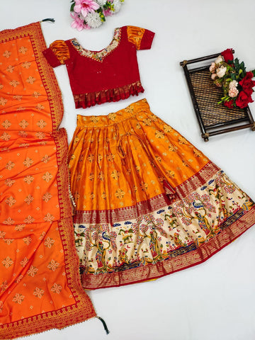 Beautiful Designer Kids Zari Foil-Work Lehenga Choli