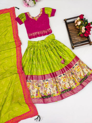 Beautiful Designer Kids Zari Foil-Work Lehenga Choli