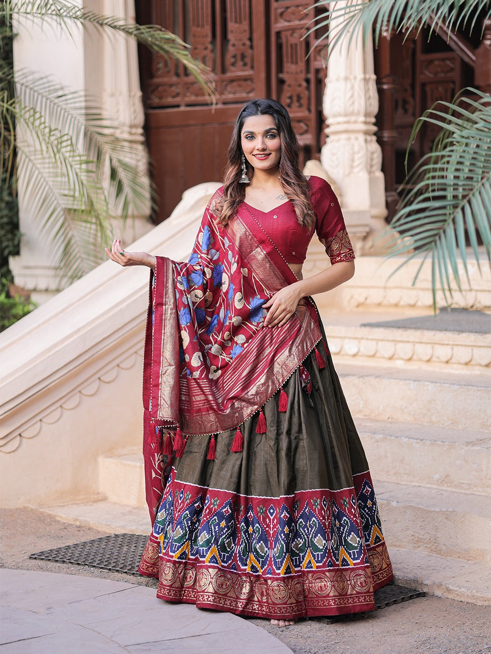RE - Peach Colored Cotton Silk Designer Lehenga Choli - New In - Indian