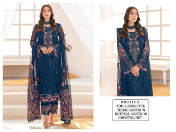 Beautiful Designer Georgette With Sequenc Embroidery Work Pakistani Suit Design 141