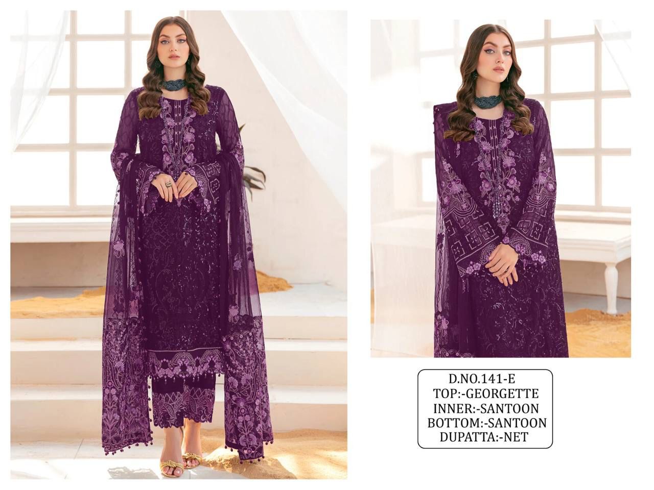 Beautiful Designer Georgette With Sequenc Embroidery Work Pakistani Suit Design 141