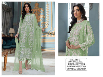 Beautiful Designer Heavy Organza With Sequence Embroidery Work Pakistani Suit Design Kf-148