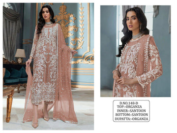 Beautiful Designer Heavy Organza With Sequence Embroidery Work Pakistani Suit Design Kf-148