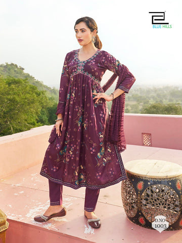 Beautiful Designer Libaas Rayon Foil Print Alia Cut Kurti Pant Set