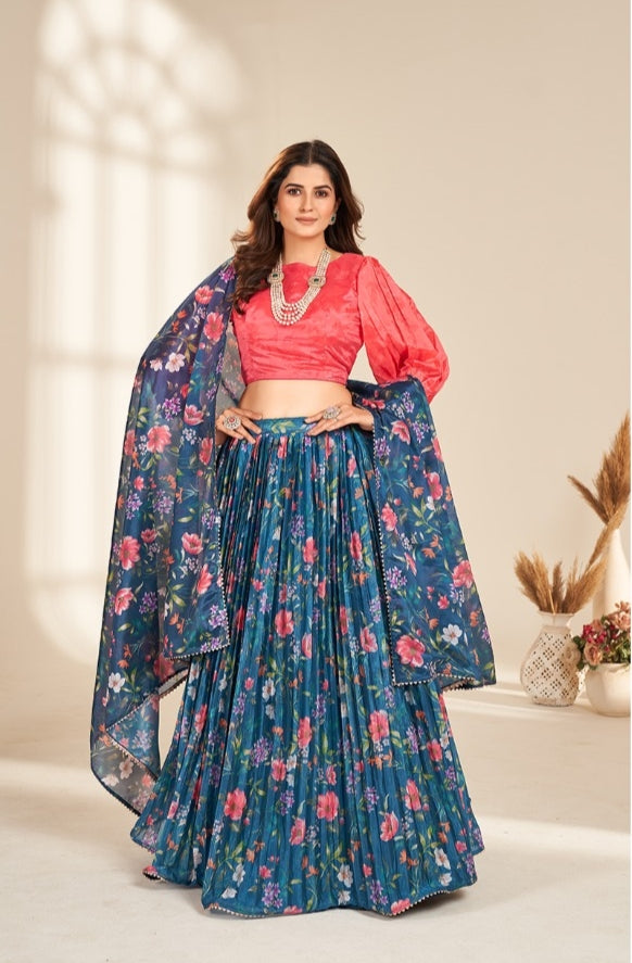 Buy Printed Lehenga Online : Latest Printed Lehenga Design