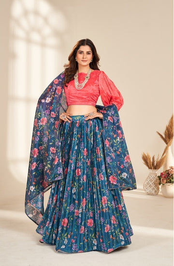 Beautiful Designer Valisha Pure Organza With Degital Print Lehenga Choli