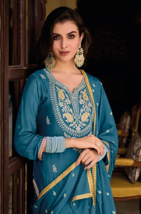 Designer Eba Ayat Heavy Chinon Embroidery Work Salwar Suits Design 1632