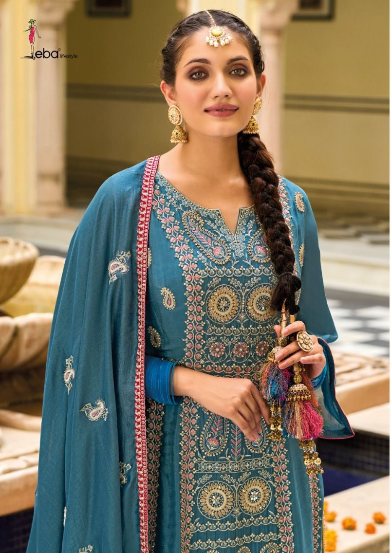 Eba Diva Premium Silk With Emboidery Work Salwar Suits Design 1650