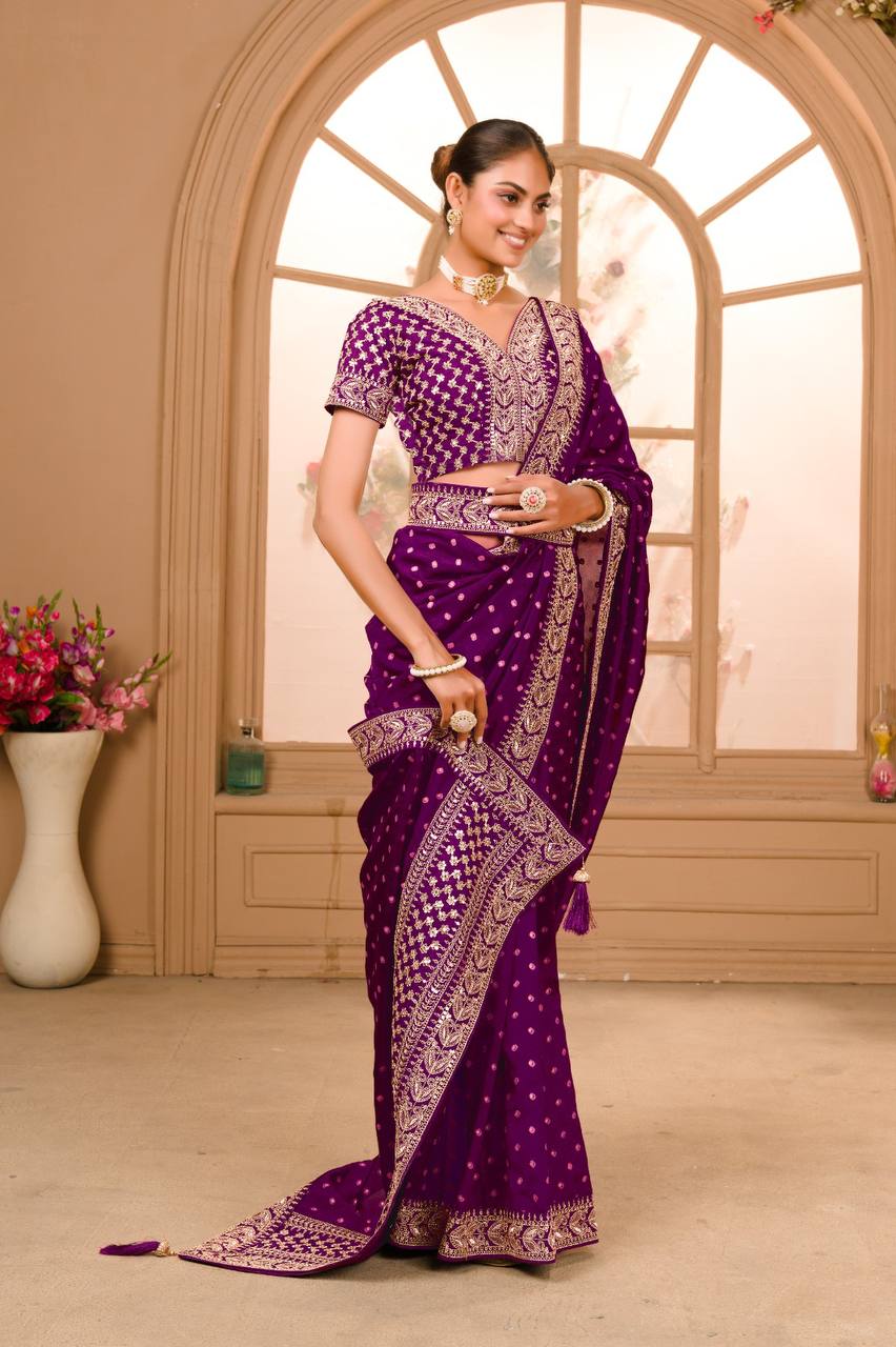 Beautiful Designer Heavy Work Sequanc Saree