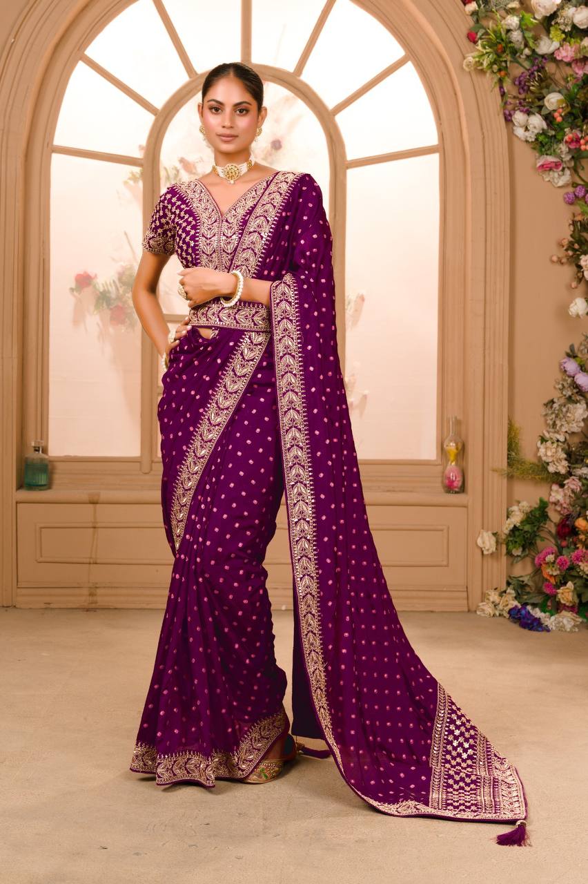 Beautiful Designer Heavy Work Sequanc Saree