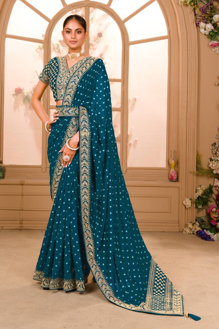 Beautiful Designer Heavy Work Sequanc Saree