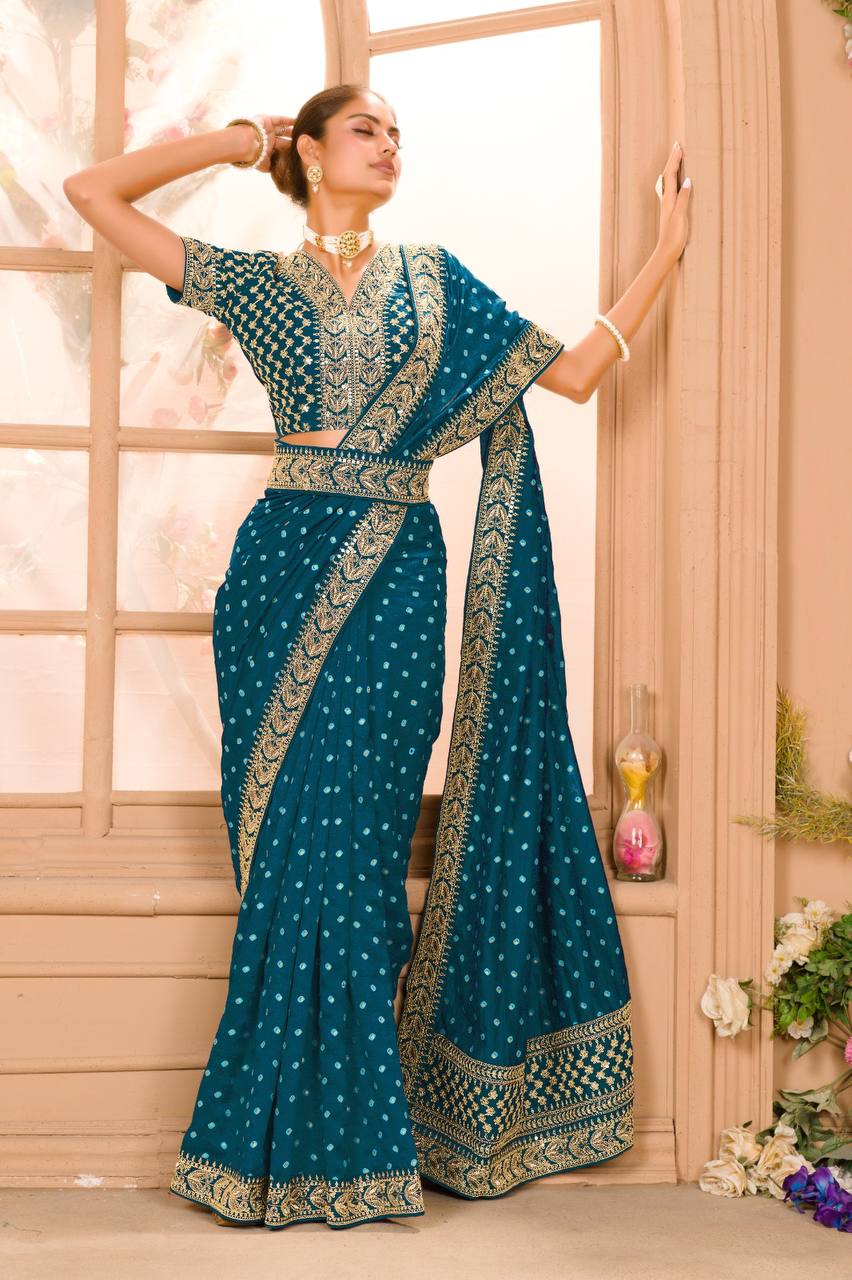 Beautiful Designer Heavy Work Sequanc Saree