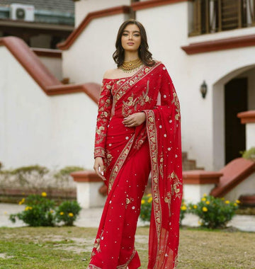 Beautiful Designer Heavy Georgette Sequanc Saree