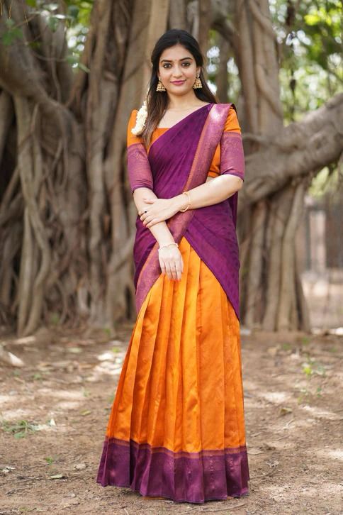 Beautiful Designer Super Half & Half Copper Lehanga Saree