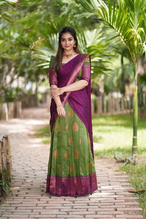 Beautiful Designer Super Half & Half Copper Lehanga Saree