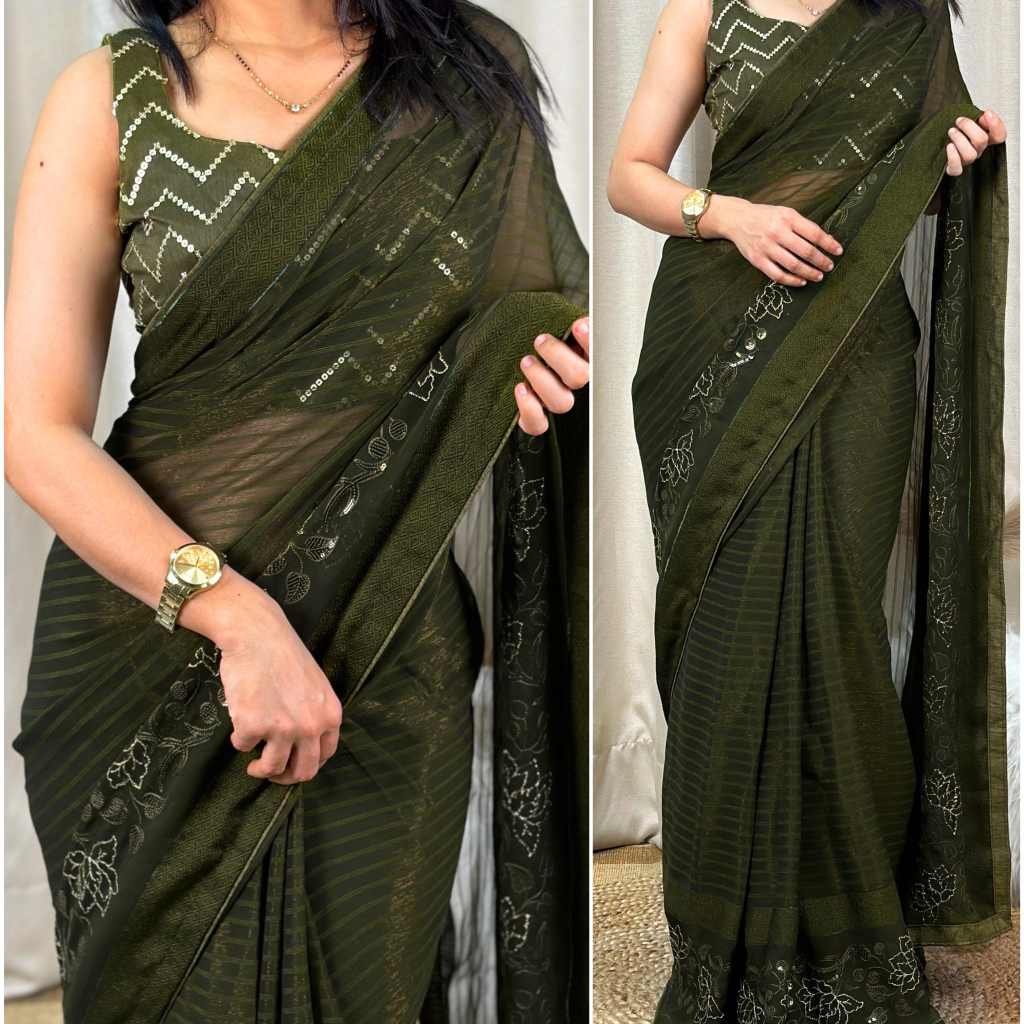 Beautiful Designer Himanshi Shiney Simmer Chiffon Saree